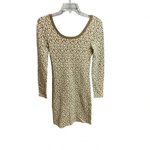 Banana Republic Women's Size XS Dress Brown/White Cheetah Print Knit Knee Length